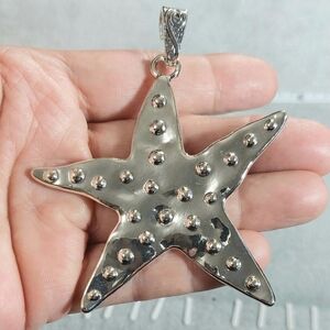 Large Silver Starfish Sea Star Pendant